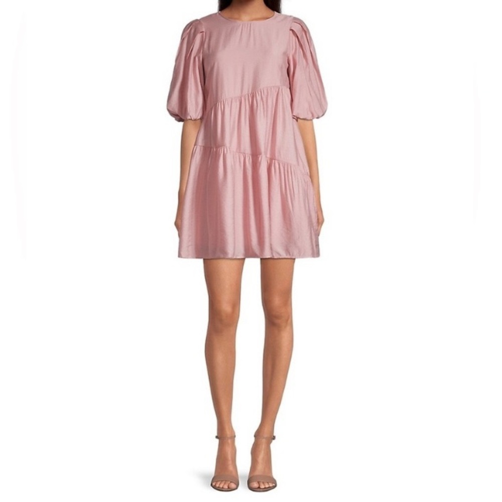Moon River Babydoll Asymmetrical Tiered Mini Dress